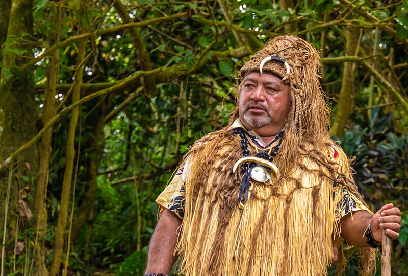 A Cook Islander in ceremonial dress